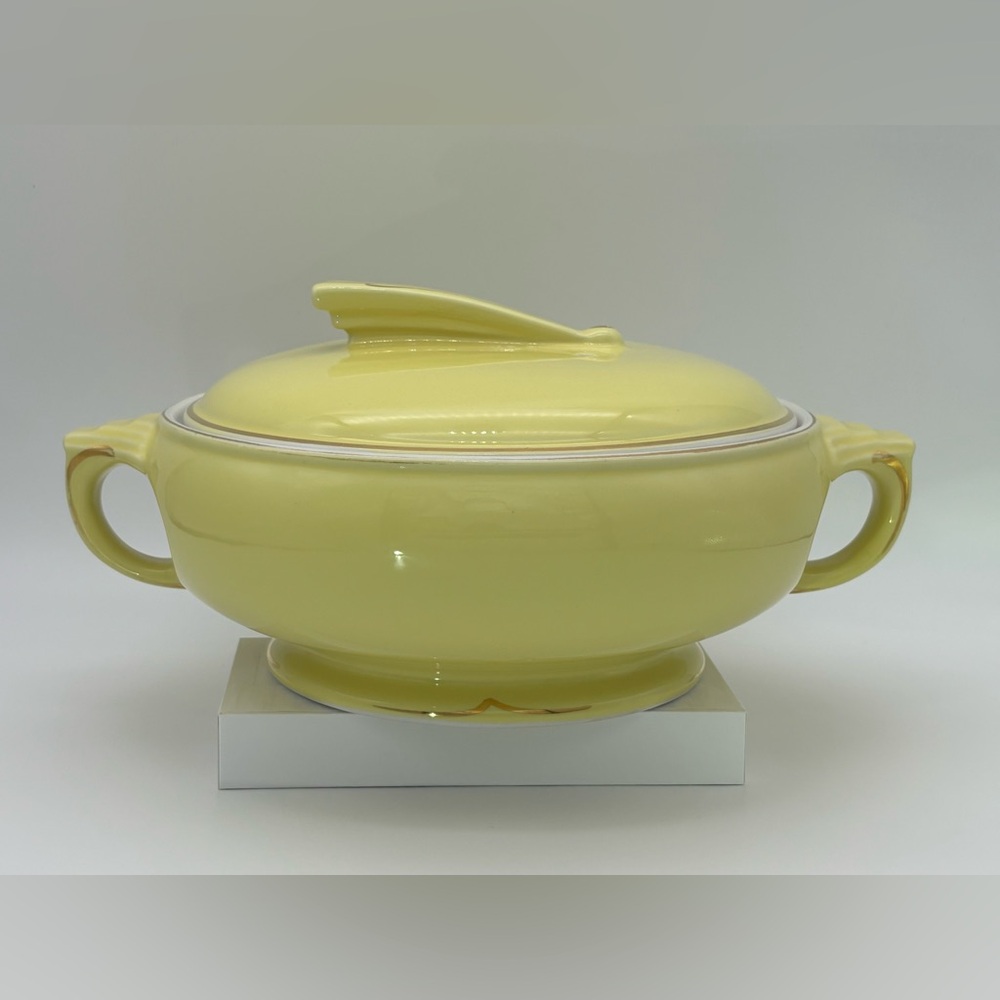 RARE Vintage Hall Canary Yellow Sundial Pottery Dish